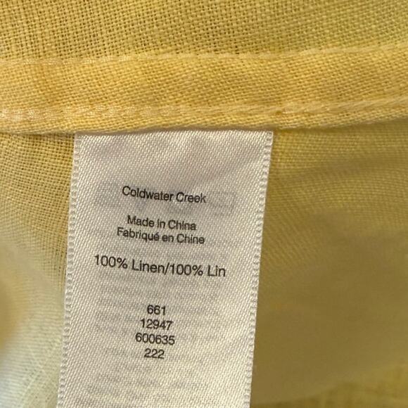 COLDWATER CREEK Linen Button Down Shirt Women size L Yellow Resort - Picture 6 of 8